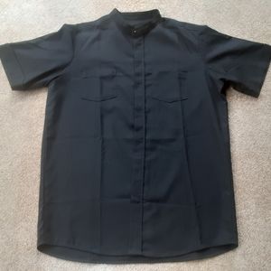 Band Collar Gabardine Twill Sport Shirt, Square Cut Bottom, Fly Front, NOSWOT